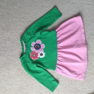 90/ 3T Pink and green Hanna Andersson dress